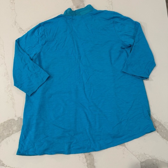 Weekends by Chino’s Camille Mesh Front Cardigan 3/4 Sleeves Women’s 2 Maui Blue - Picture 6 of 6